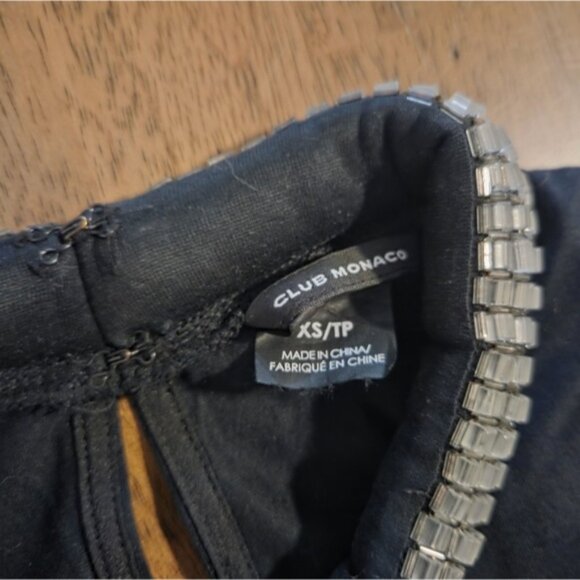 Club Monaco Black Top with Rhinestone Collar - Picture 3 of 5